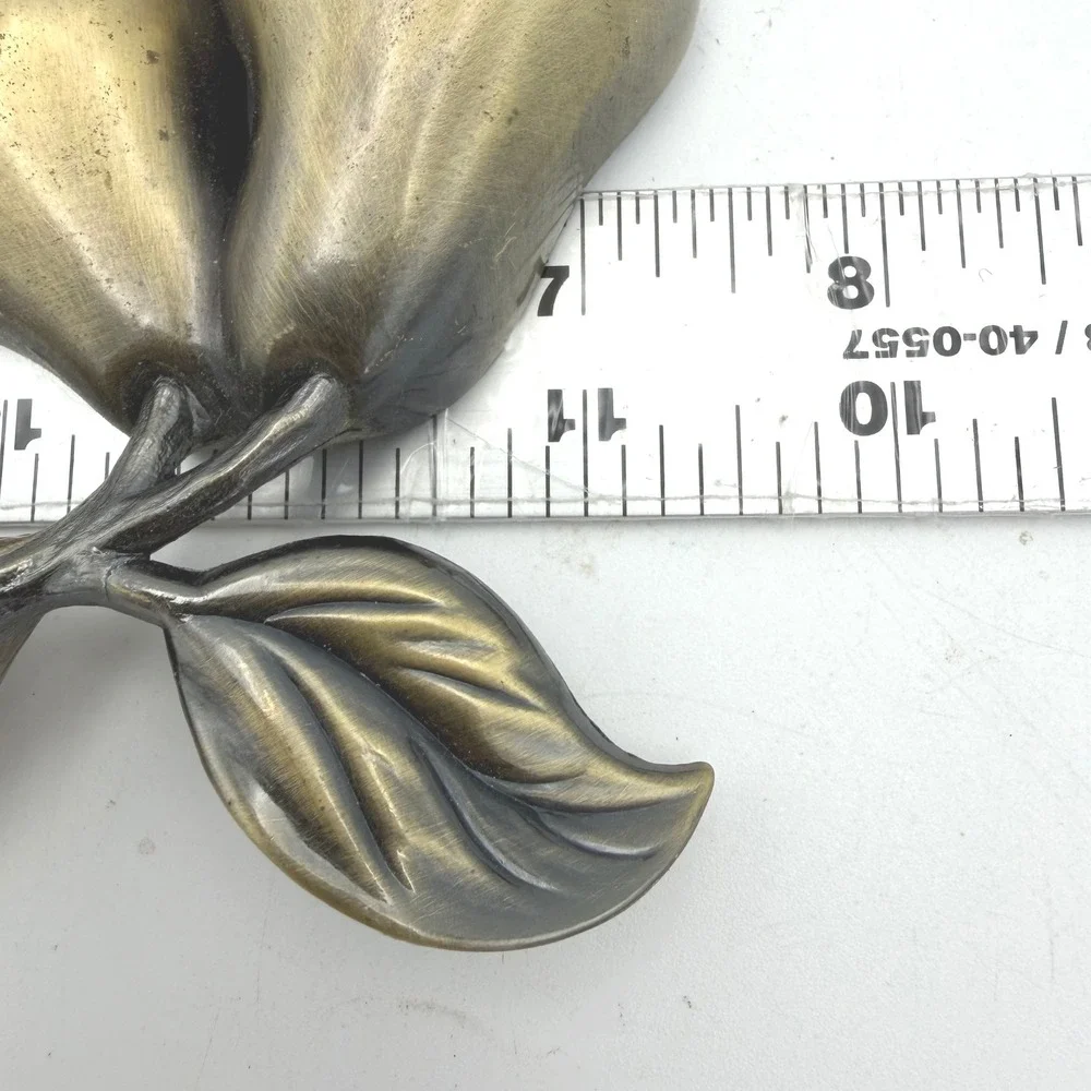 Kirsch Curtain Tieback Hooks Antique Brass Pear Leaf Motif Pair